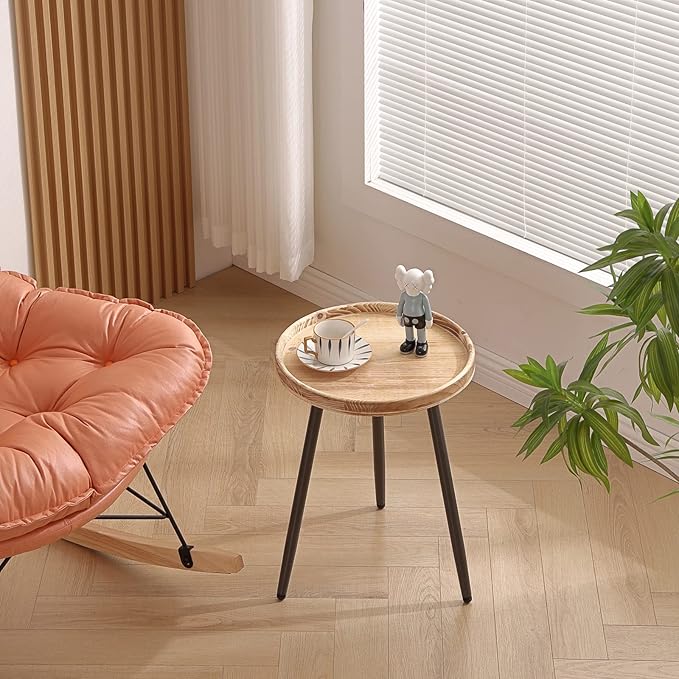 Tiita Round End Table Mental Side Table Nightstand/Small Wood Tables Accent - Image 10
