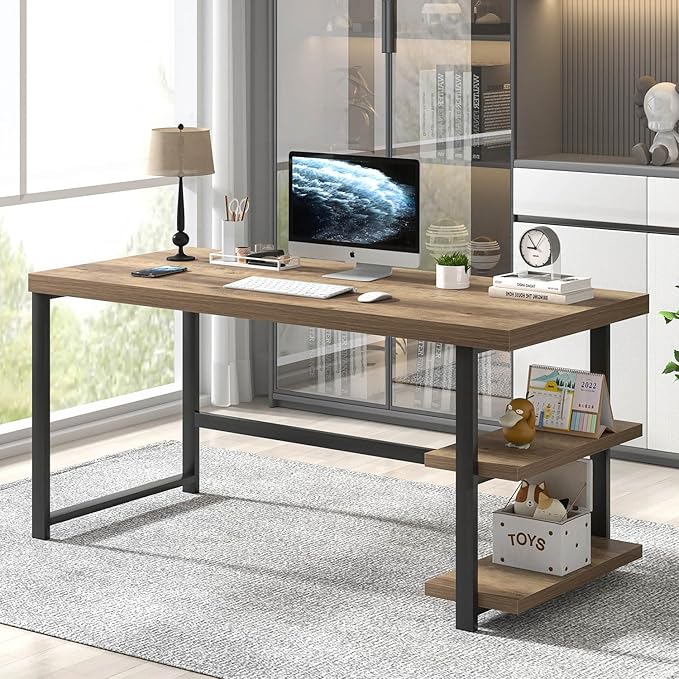 FOLUBAN 60 Inch Home Office Desk, Large Computer Desk - Image 3
