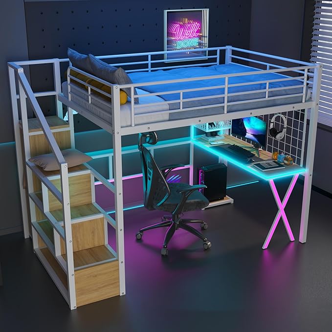 Merax Full Size Metal Loft Bed - Image 4
