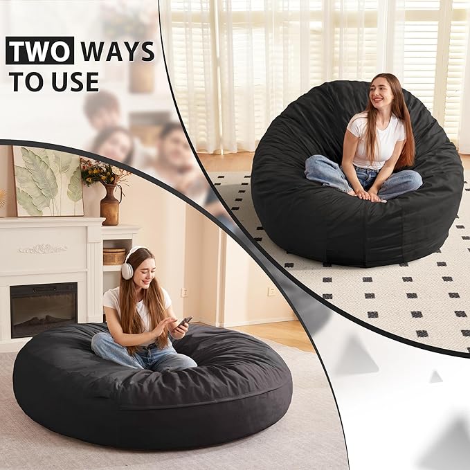 HABUTWAY XX-Large Bean Bag Chair: Giant 7' Memory Foam Furniture Bean Bag Chairs - Image 7