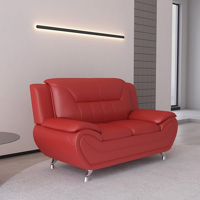 Container Furniture Direct Michael Modern Faux Leather Upholstered Stainless - Image 24