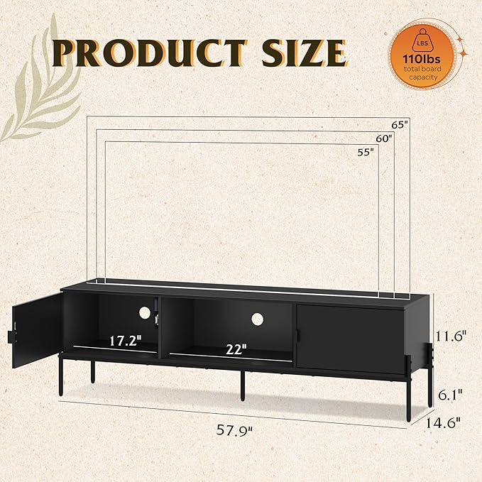 WLIVE Modern TV Stand for 65 Inch TV, Mid Century Entainment Center - Image 4