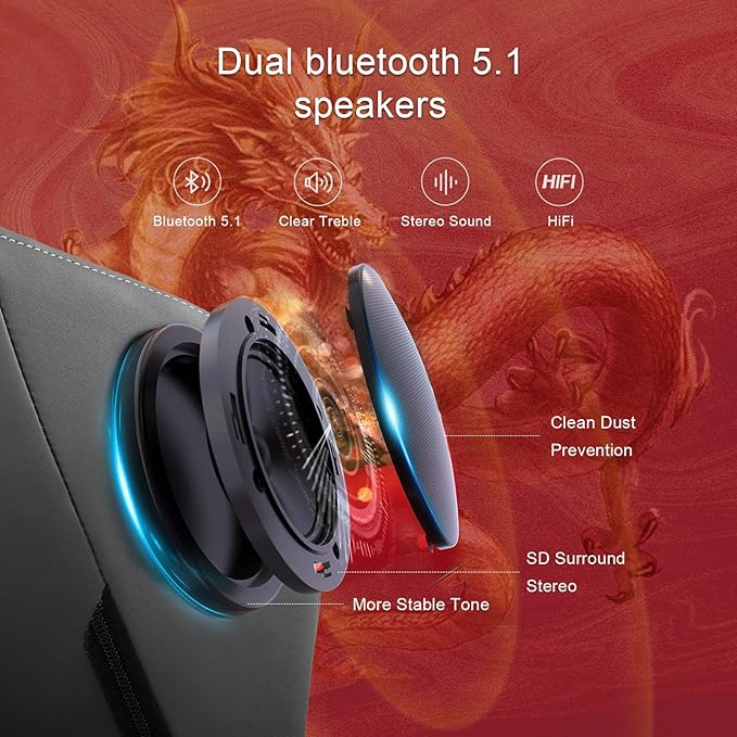 GTPLAYER Gaming Chair with Bluetooth Speakers and Footrest, Dragon Series Video - Image 5
