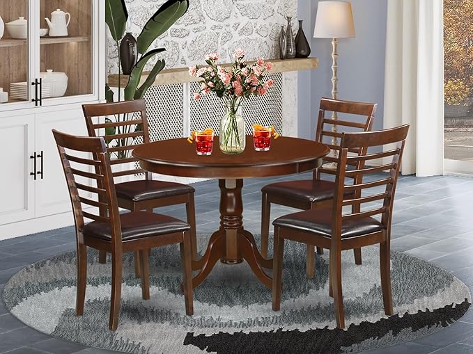 East West Furniture HLML5-MAH-LC 5 Piece Dining Table Set - Image 2