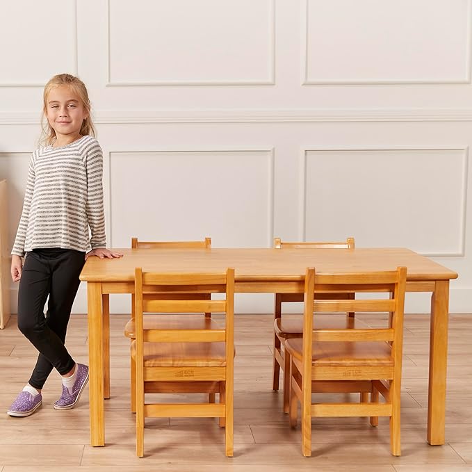 ECR4Kids 24in x 48in Rectangular Hardwood Table and Chair Set, 12in Seat Height - Image 14