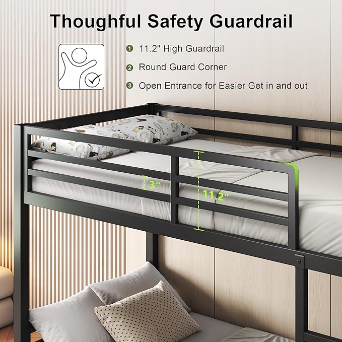 Feonase Metal Bunk Bed Twin Over Twin - Image 4