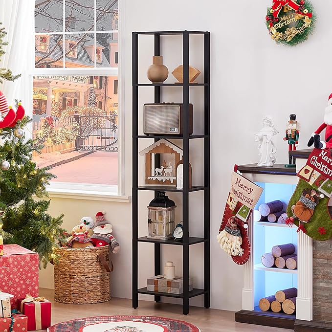 66in Tall Bookshelf 6-Tier Small Narrow Bookcase, Skinny Book Shelf - Image 3