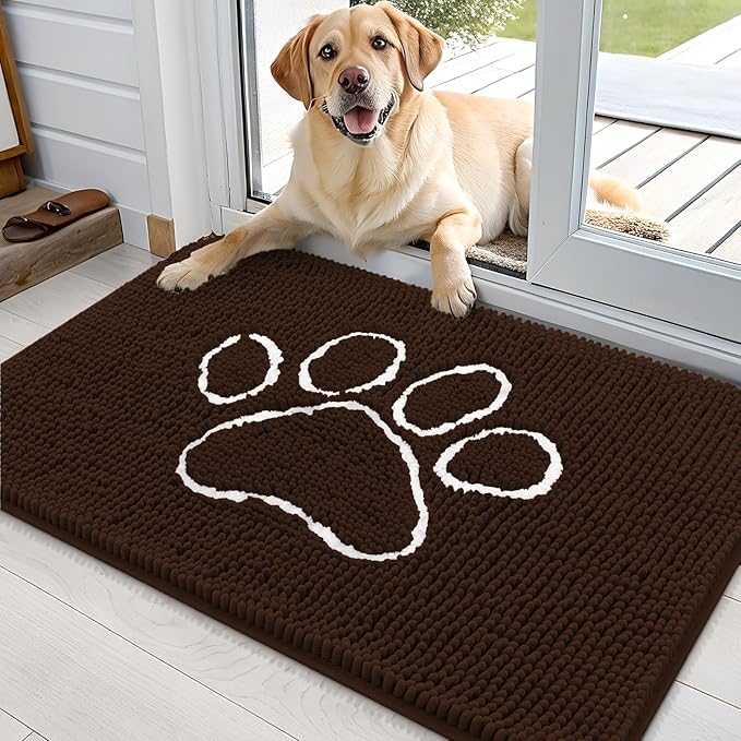 OLANLY Door Mat for Muddy Dog Paws 36x24, Ultra Absorbent Chenille Mud Doormat by OLANLY