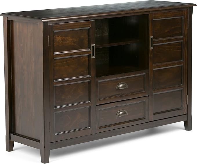 SIMPLIHOME Burlington SOLID WOOD 54 inch Wide Transitional TV Media Stand in by SimpliHome