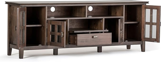 SIMPLIHOME Artisan SOLID WOOD 72 Inch Wide Transitional TV Media Stand in - Image 3