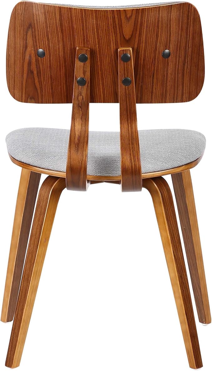 Armen Living Jaguar Mid-Century Dining Chair in Walnut Wood and Gray Fabric - Image 4