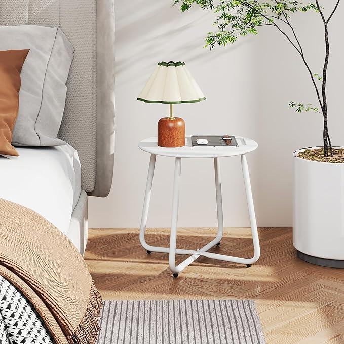 HollyHOME Round Metal Side Table, Rust-Resistant Patio Small Plant Stand - Image 9