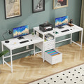 93'' Two Person Desk with Charging Station, Long Desk with 3 Drawers and by GYIIYUO
