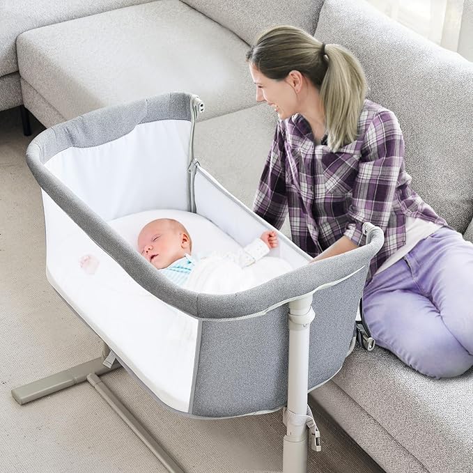RONBEI Baby Bassinet Bedside Sleeper, Height Adjustable Bedside Bassinet - Image 5