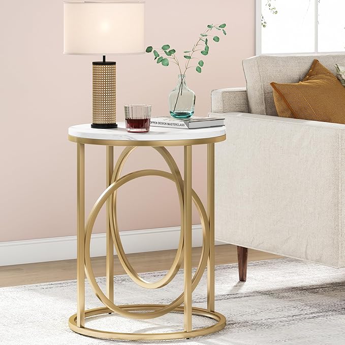 Tribesigns Round End Table for Living Room, Modern Marble Side Table - Image 2