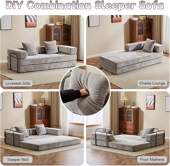 Convertible Sofa Bed, Compression Futon Sofa - Image 4