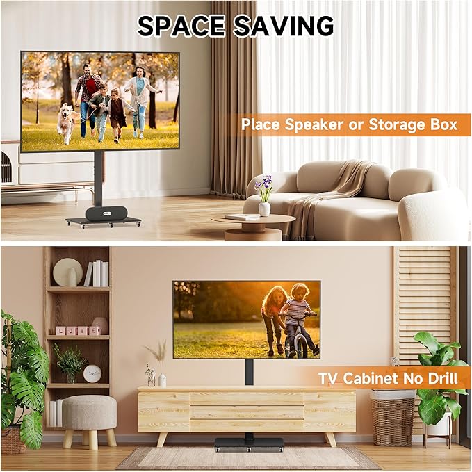 Tall Floor TV Stand for 32-75" TV Portable Rolling TV Cart - Image 2