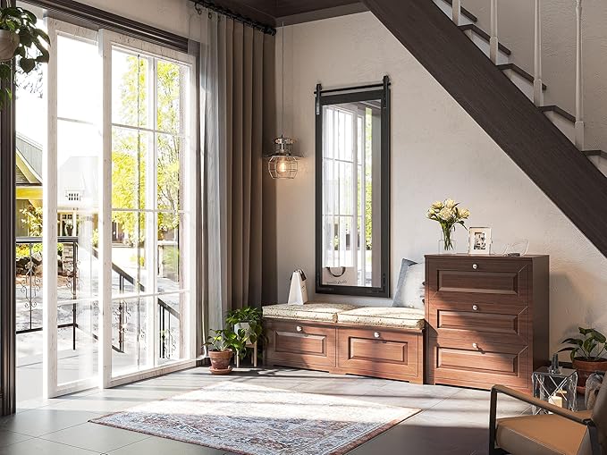 Farmhouse Mirror for Bathroom, Rectangle Barn Door Vanity Mirrors for Wall - Image 2