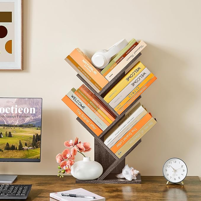 Hoctieon 4 Tier Tree Bookshelf, 4 Shelf Bookcase, Free Standing Tree Bookcase - Image 6