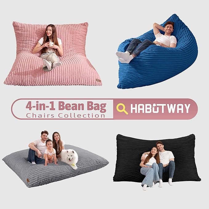 HABUTWAY 4-in-1 Bean Bag Chair, Convertible Chair - Image 8
