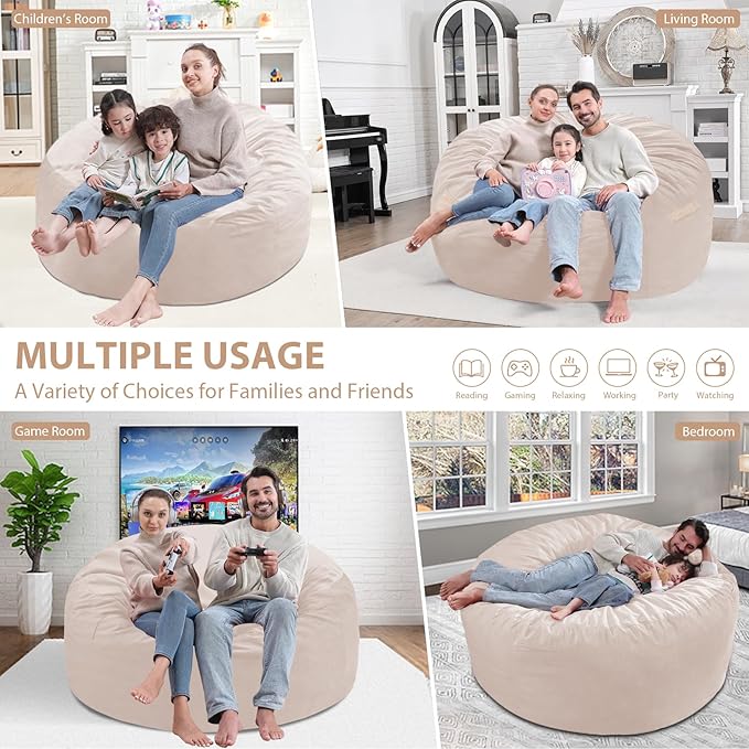 5FT Bean Bag Chair, Large Bean Bag Chairs - Image 5