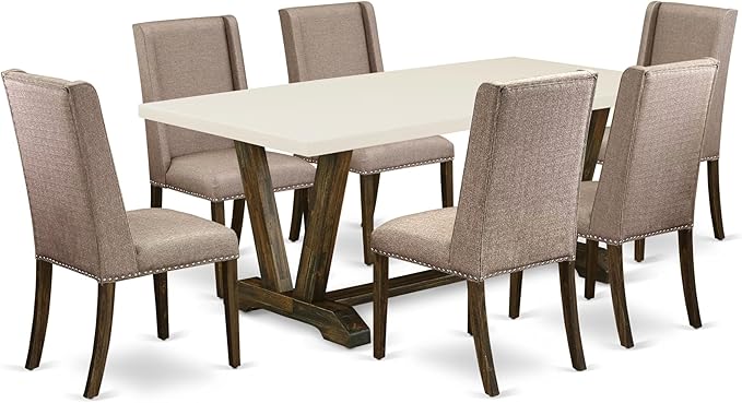 East West Furniture V727FL716-7 7 Piece Dining Room Table Set Consist of a by EastWestFurniture