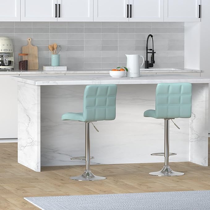Leopard Modern Square PU Leather Adjustable Bar Stools - Image 2