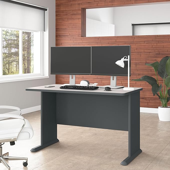 Bush Business Furniture Series A 48W Computer Desk in White Spectrum and Slate - Image 2