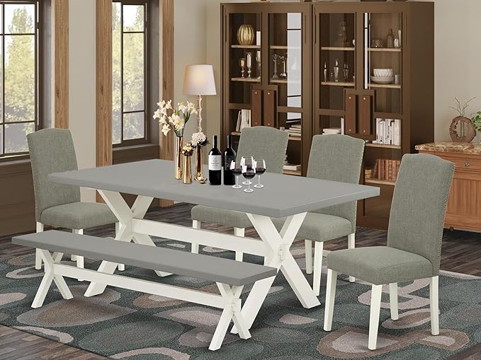 East West Furniture X097EN206-6 6 Piece Dining Set Contains a Rectangle Dining - Image 2