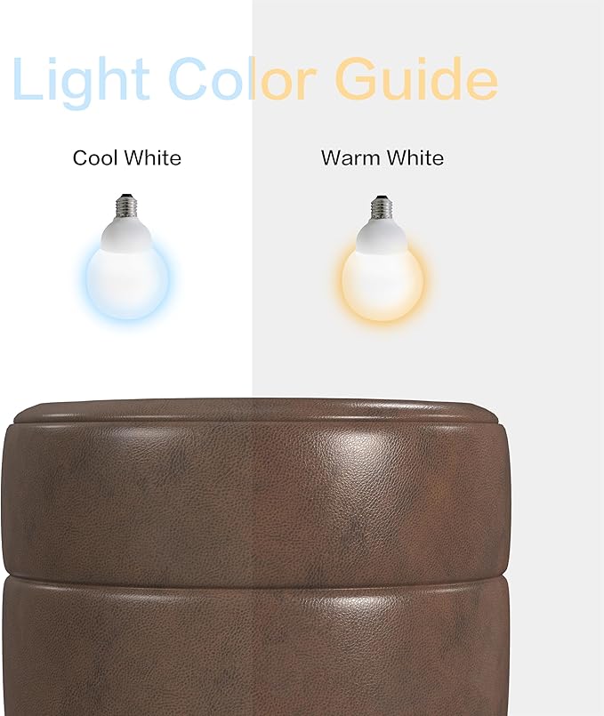 HomePop Upholstered Faux Leather Round Ottoman Home Décor | Round Pouf Foot - Image 7