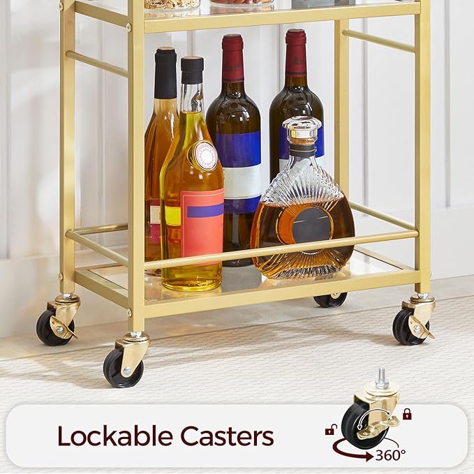 Bar Cart for The Home, 3-Tier Drink Cart on Wheels, Home Bar Serving Cart - Image 6