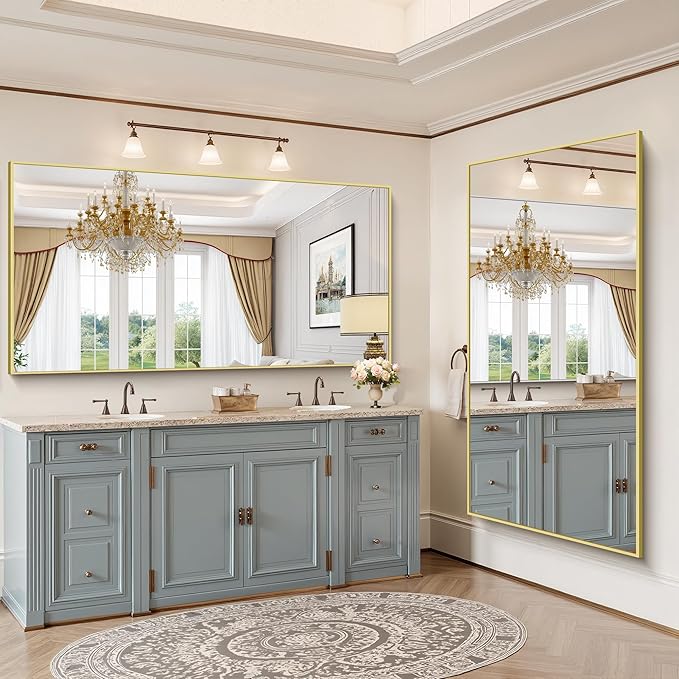 YIROMAN Bathroom Mirror 72"x36", Large Brushed Gold Bathroom Mirror - Image 2