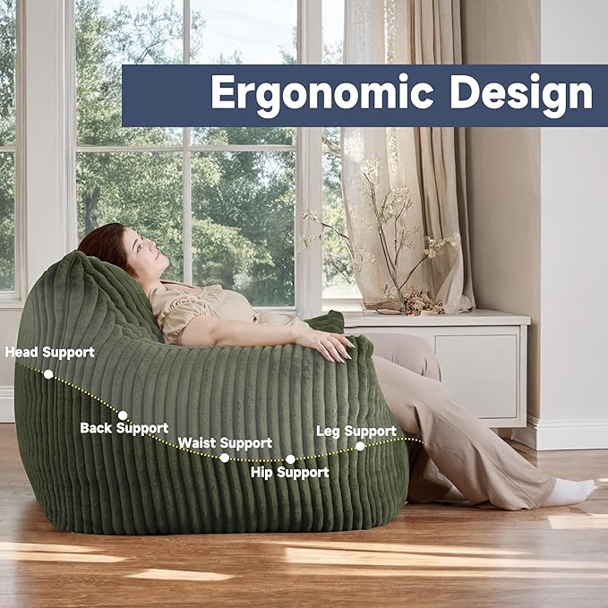 Oversized Bean Bag Chair for Adults, Giant Comfy Plush Boneless Bean Bag Couch - Image 4