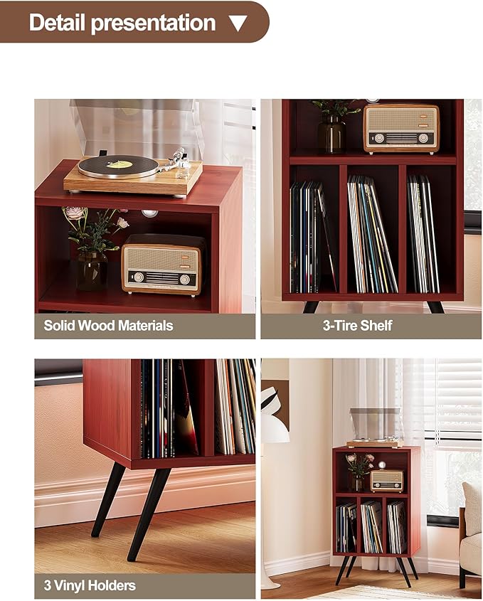 Record Player Stand, Vinyl Record Storage Cabinet - Image 6