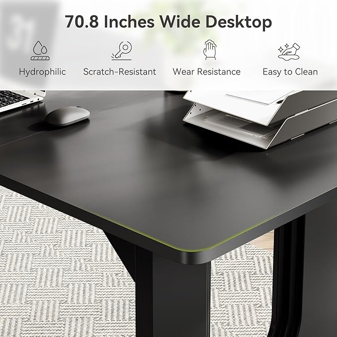 LITTLE TREE 70.8-Inch Home Office Desk, Study Writing Work Desk - Image 7