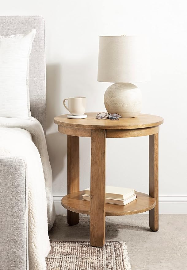 Kate and Laurel Foxford Tiered Round Side Table; 22 x 22 x 24; Natural Brown; - Image 4