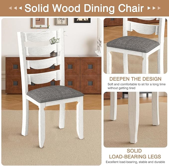 7-Piece Solid Wood Dining Table Set - Image 4