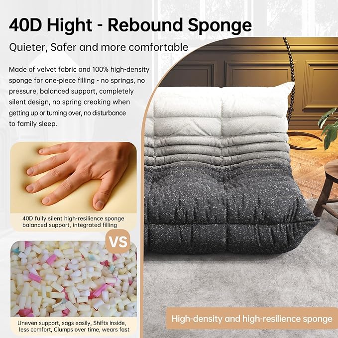 Bean Bag Chairs for Adults, Memory Foam Couch Loveseat Sofa Chair, Soft Teddy - Image 4