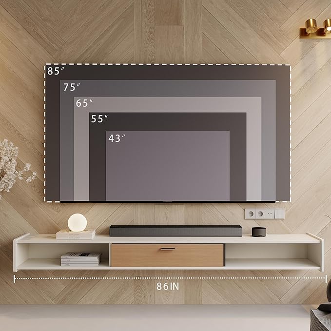 86'' Floating TV Stand, Wall Mounted TV Console, Floating TV Cabinet, Under TV - Image 9
