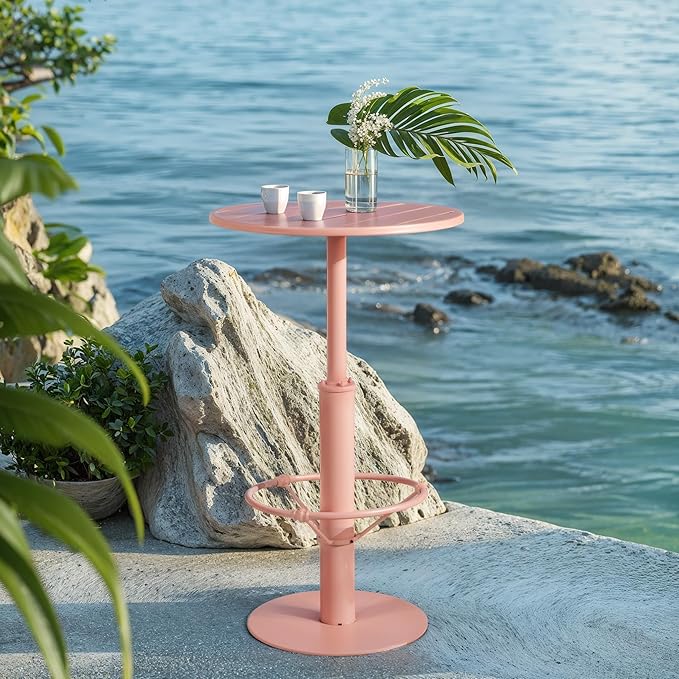 42" Tall Modern Industrial Bar Table-23.6" Dia Round Metal Top Standing Pub - Image 8