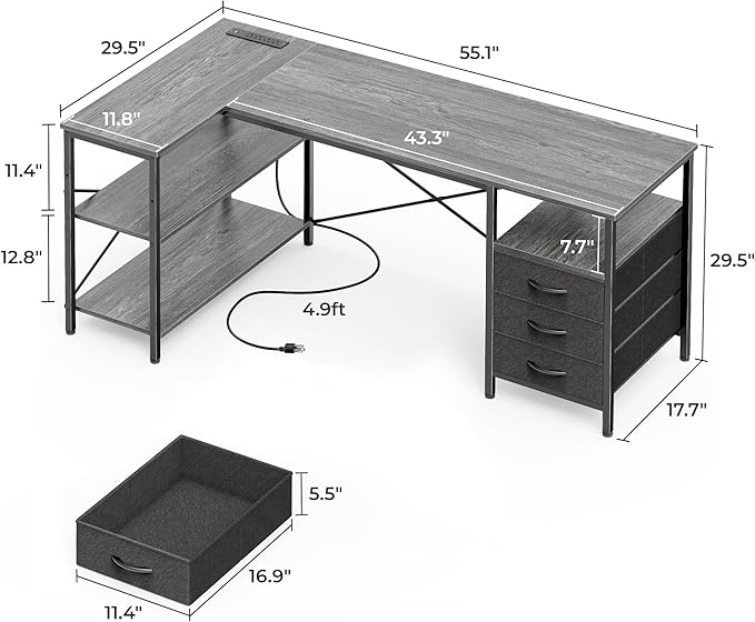 Huuger L Shaped Office Desk - Image 3