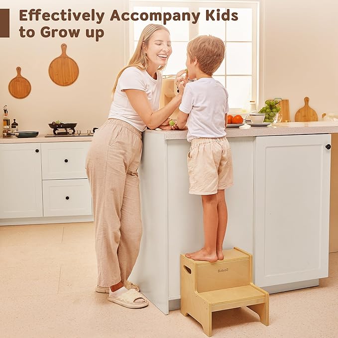 Step Stool for Kids, Wooden Toddler Step Stool - Image 4