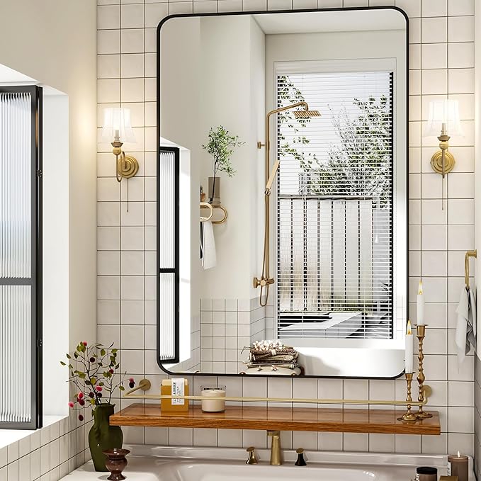 30 x 48 Inch Bathroom Mirror, Rounded Rectangular Vanity Mirror - Image 5