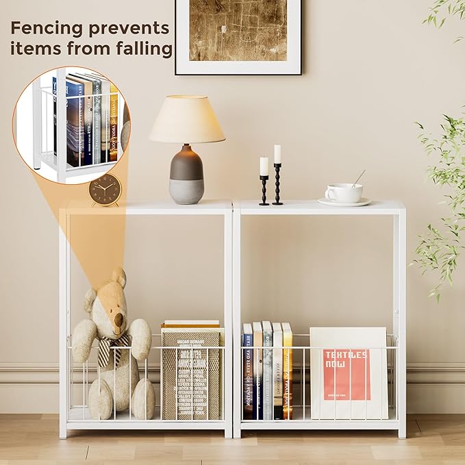 Narrow Side Table with Magazine Holder, Skinny End Table Perfect - Image 4