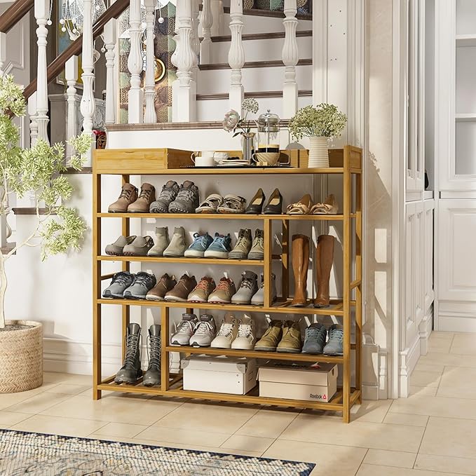 Bamworld Shoe Rack for Front Door Entrance Bamboo Shoe Organizer - Image 2