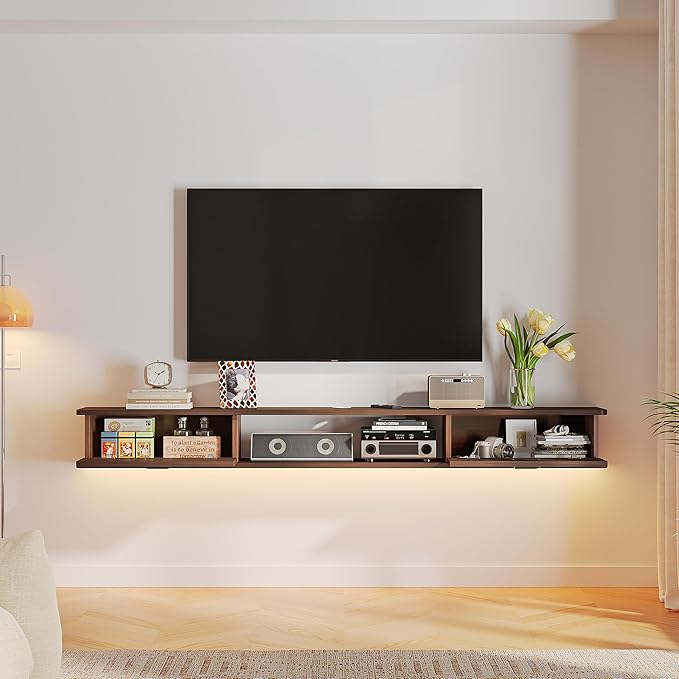 Floating TV Stand with 2 Doors, Floating TV Cabinet, Floating Console Shelf - Image 4
