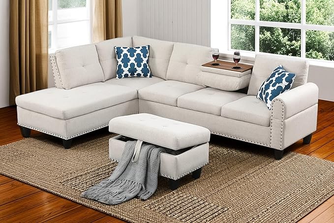 98 Inch L Shaped Sectional Sofa by Unknown