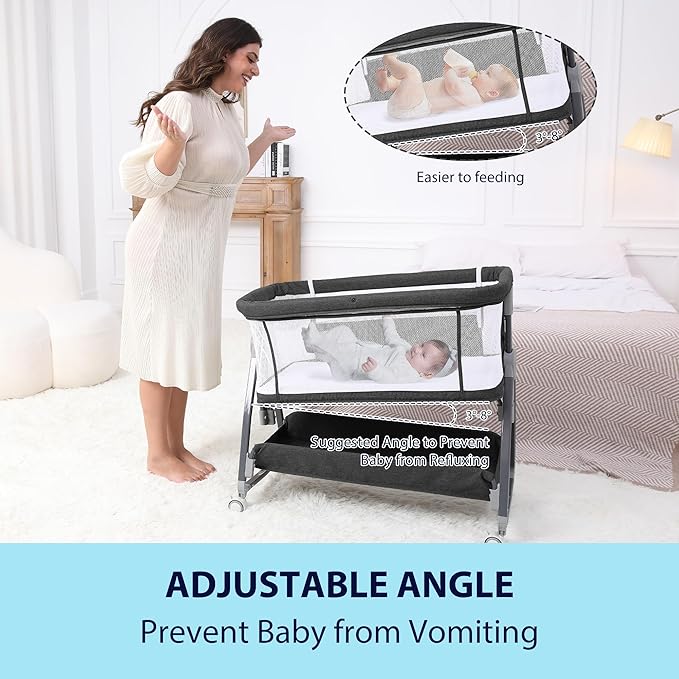 Baby Bassinet Bedside Sleeper, 3 in 1 Rocking Bassinet - Image 3