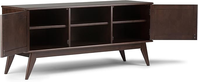 SIMPLIHOME Draper SOLID HARDWOOD 60 inch Wide Mid Century Modern TV Media Stand - Image 4