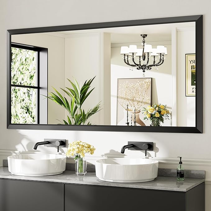 72x36 Inch Black Bathroom Mirror by Briivuemodernmirrors